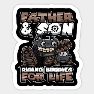 Cool Father And Son Monster Truck Riding Buddies For Life Sticker